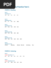 Ready For B1 Preliminary For Schools Practice Tests ANSWER KEYS
