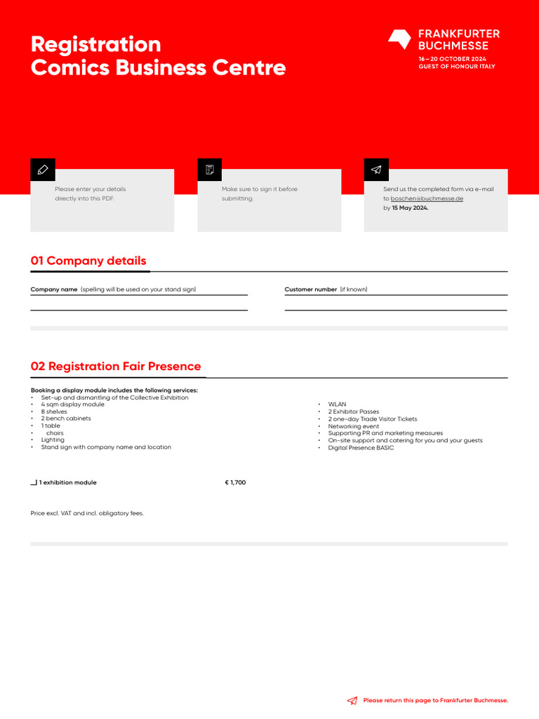 Comics Business Centre (Registration Form FBM 2024) | PDF