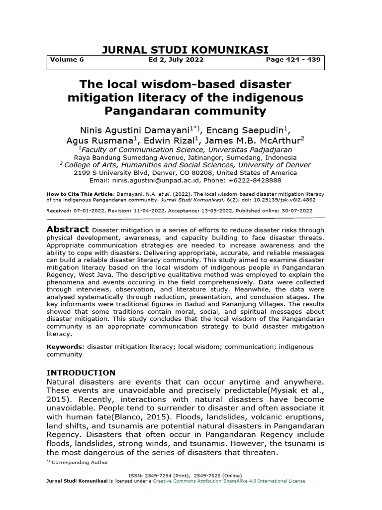Local Wisdom in Disaster Mitigation | PDF | Natural Disasters | Information