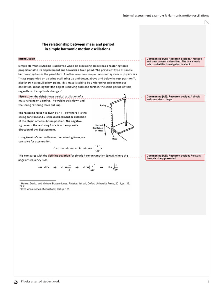 PHYSICS IA 07 Annotations EN | PDF | Oscillation | Mechanics