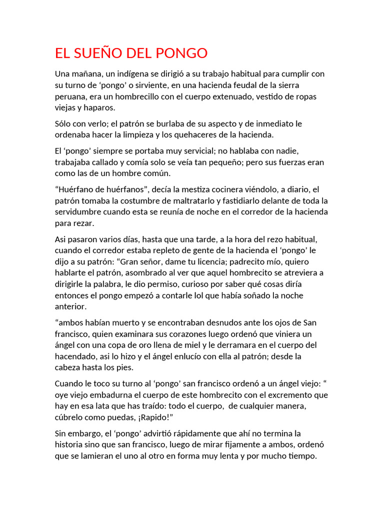 El Sueño Del Pongo | PDF | Religión y espiritualidad | Novela negra ...