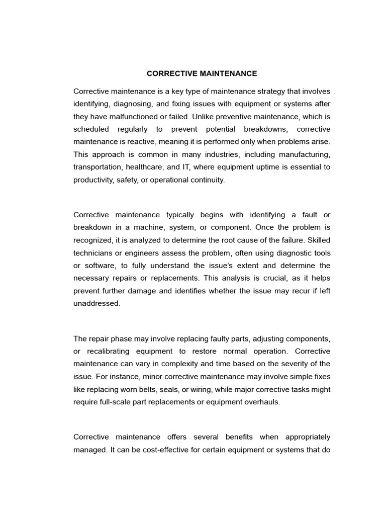 Corrective Maintenance Pdf Systems Engineering