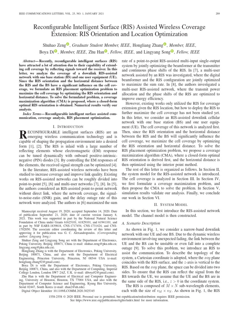 Reconfigurable Intelligent Surface RIS Assisted Wireless Coverage ...