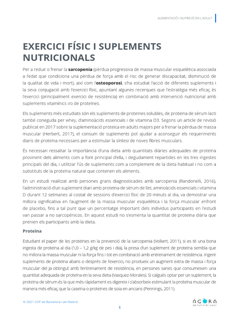 Exercici Fisic I Suplementacio | PDF