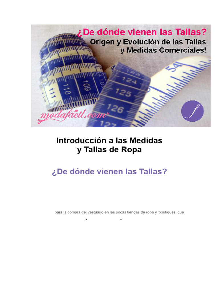 Introducción A Las Medidas Tallas EEUU. para 3r Semestre 4to Trabajo P ...