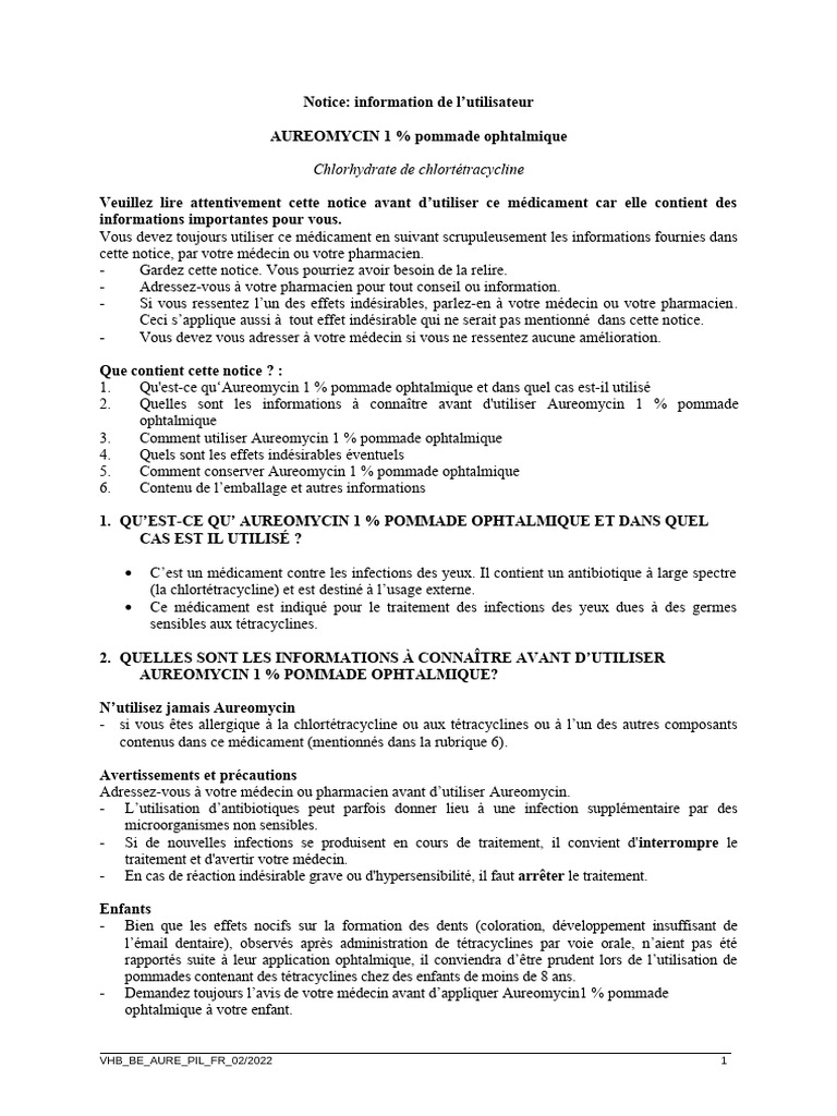 Utilisation d'Aureomycin en ophtalmologie | PDF | Effet indésirable ...