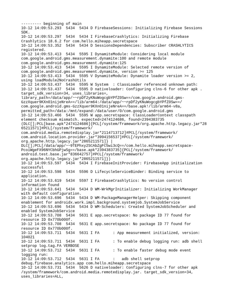 Com - Hello.miheapp - Secretspace Logcat | PDF | Software | Operating ...