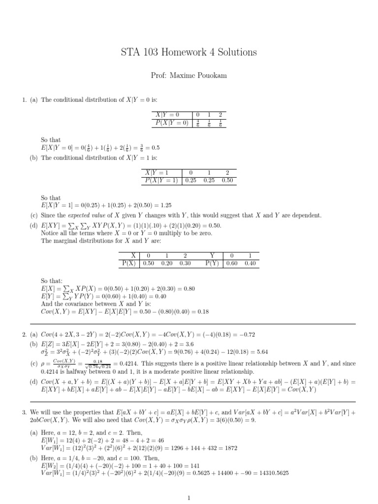 STA 103 Homework 4 Solutions | PDF | Bias Of An Estimator | Estimator
