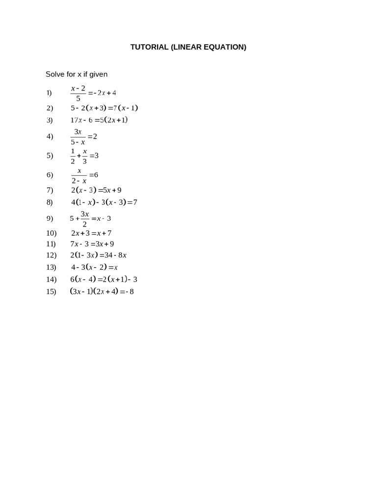 Tutorial Linear Equation | PDF
