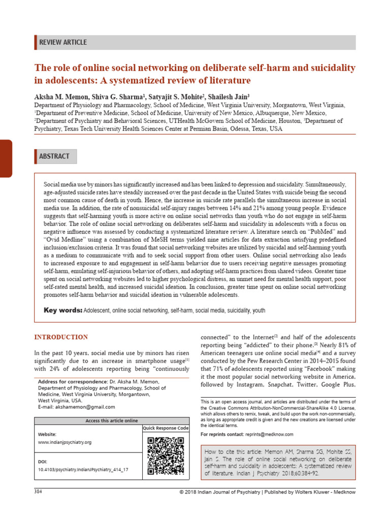 The Role of Online Social Networking On Deliberate.3 | PDF | Social ...