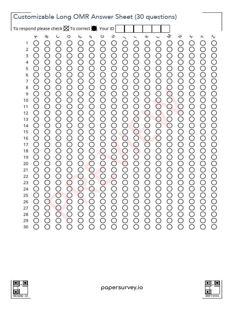 Customizable OMR Sheet for 30 Questions | PDF