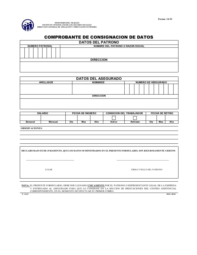 Planillas IVSS: Formatos 14-213 y 14-73 | PDF