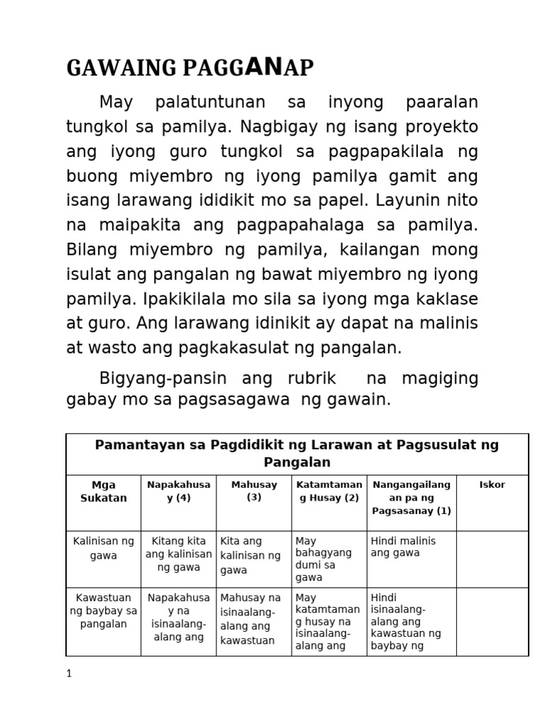 10 Performance-Tasks INANG-WIKA Kinder Q2 | PDF
