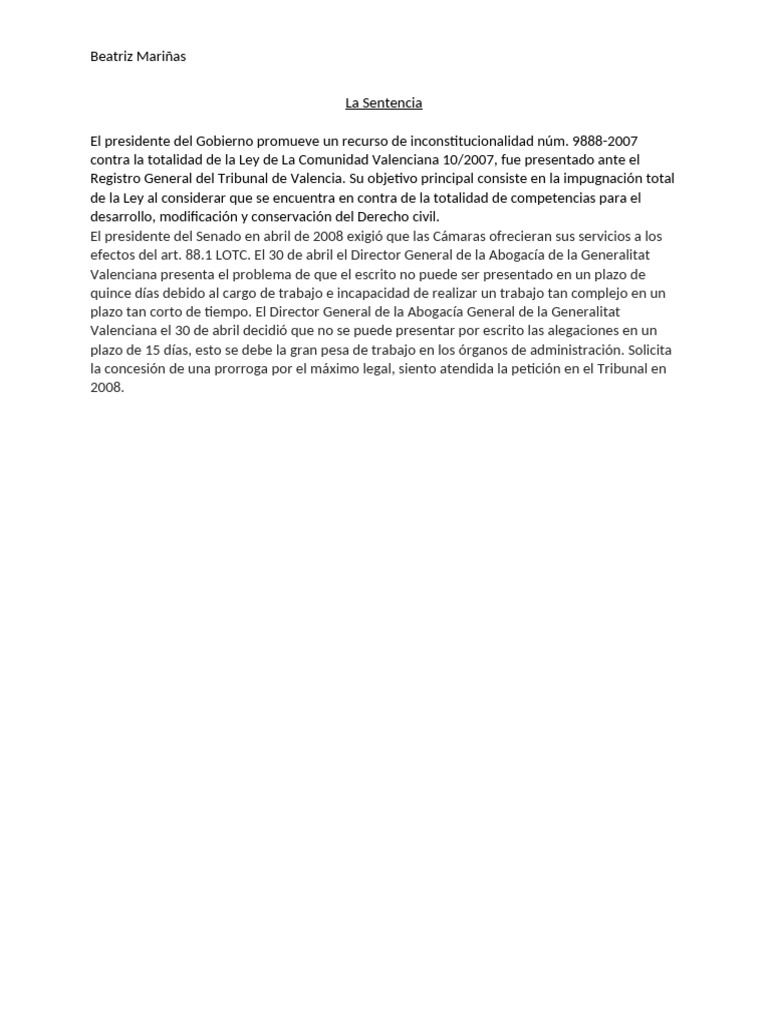 Recurso de inconstitucionalidad Ley Valenciana | PDF