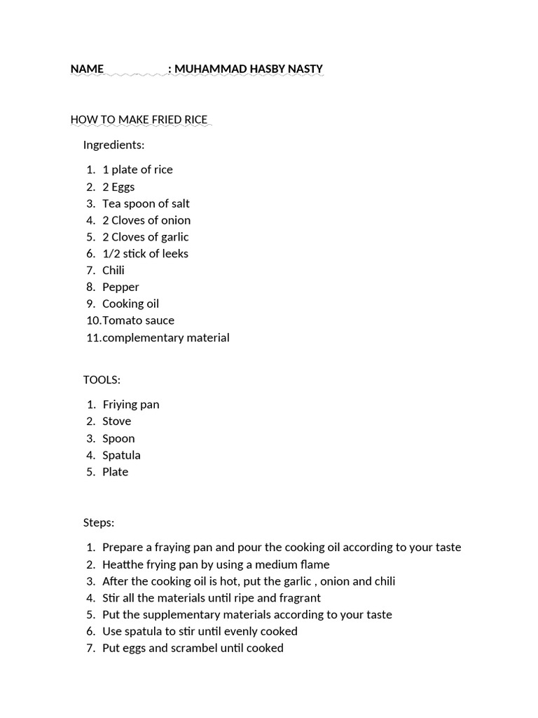 How To Make Fried Rice | PDF