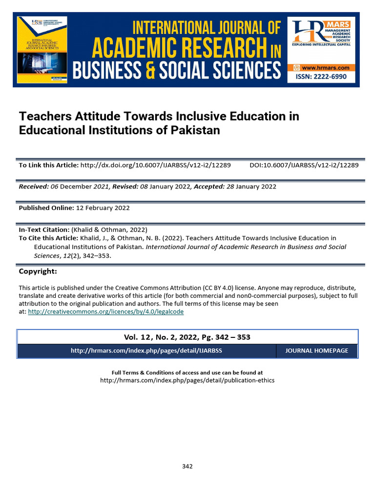 Teachers Attitude Towards Inclusive Education in Educational ...