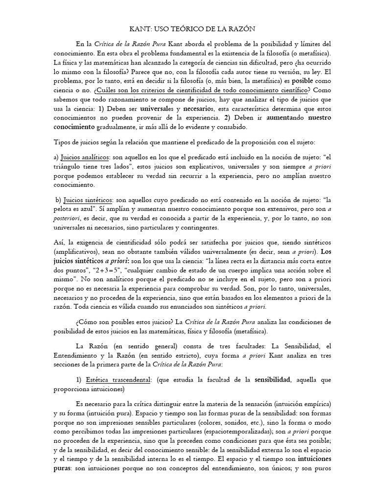 Kant y la Ciencia de la Razón Pura | PDF | A priori y a posteriori ...