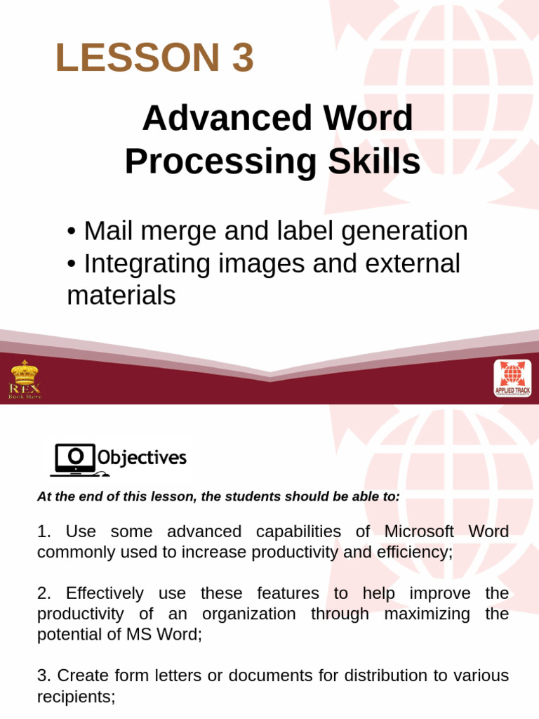 Advanced MS Word Skills: Mail Merge & More | PDF | Microsoft Word | Mail