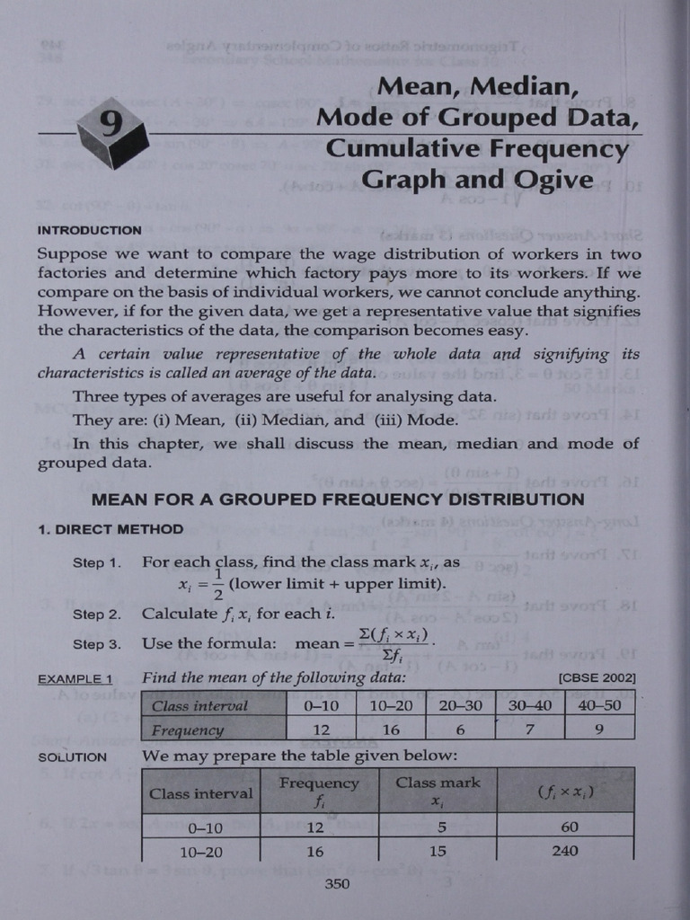 Chapter-09 Mean, Median, Mode of Grouped Data, Cumulative Frequency ...