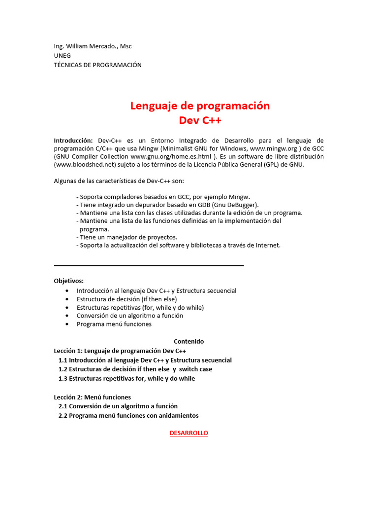 Manual de Programacion-Dev C | PDF | Cadena (informática) | C (lenguaje ...