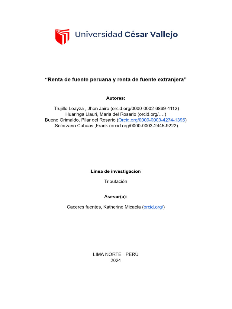 Renta y Tributación en Perú 2024 | PDF | Impuestos | Bancos