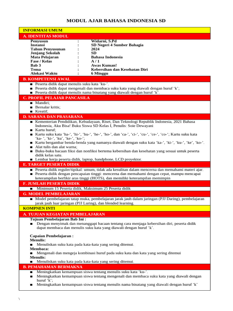 Modul Ajar Bab 3 | PDF | Seni & Disiplin Bahasa