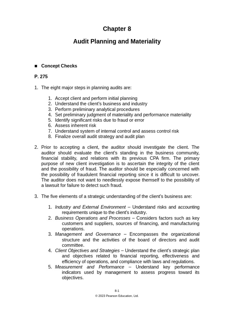 Audit Planning and Materiality Overview | PDF | Audit | Internal Control