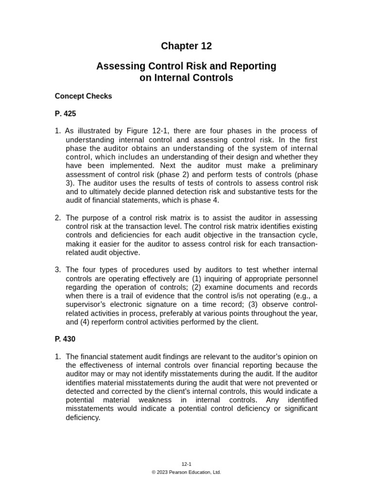 Arens AAS18 SM 12 | PDF | Internal Control | Audit