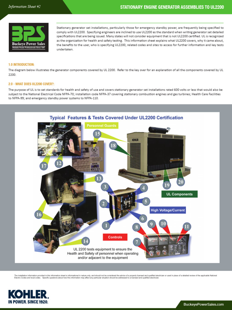 Understanding UL2200 Standards for Generators | PDF | Electric ...