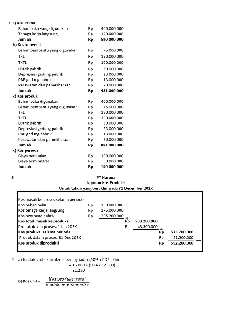 Analisis Kos Produksi dan Unit Ekuivalen | PDF