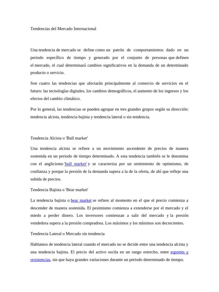 Tendencias Del Mercado Internacional Actividad Lunes Comercio | PDF ...