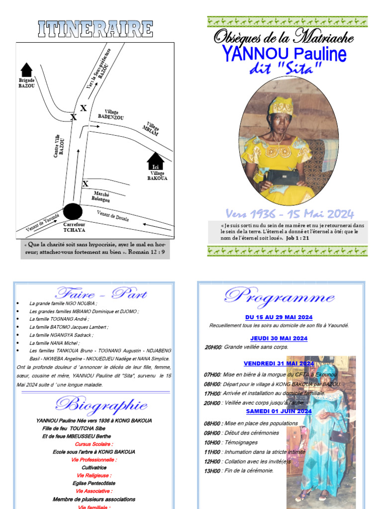 Programme des obsèques de YANNOU Pauline | PDF