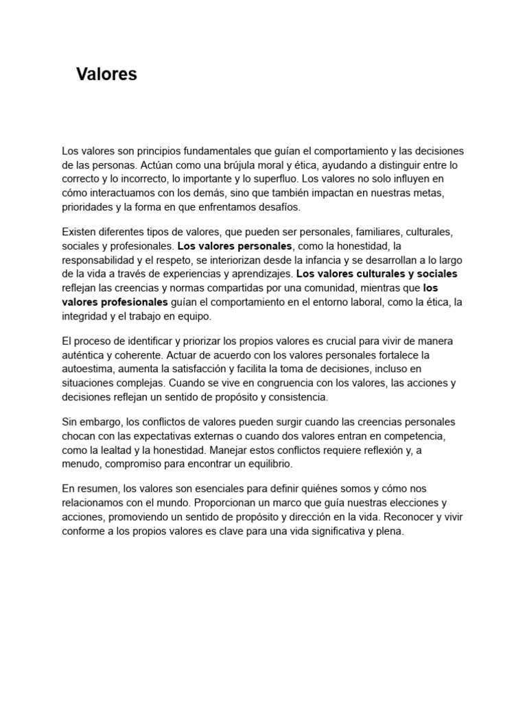 Valores | PDF | Crecimiento personal y profesional