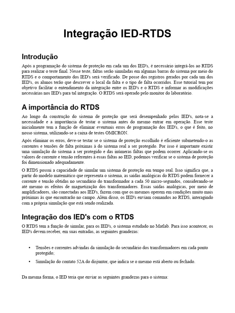 Integração IED com RTDS: Guia Prático | PDF | Transformador | Sistema