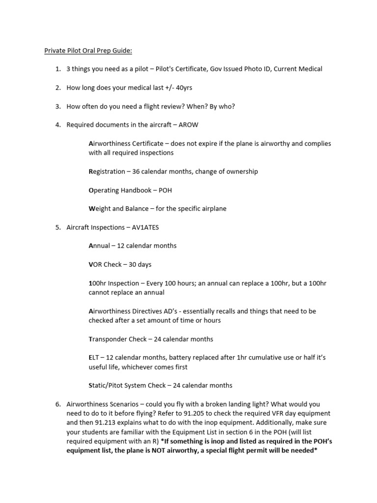 Private Pilot Oral Exam Guide PDF Instrument Flight Rules Aircraft