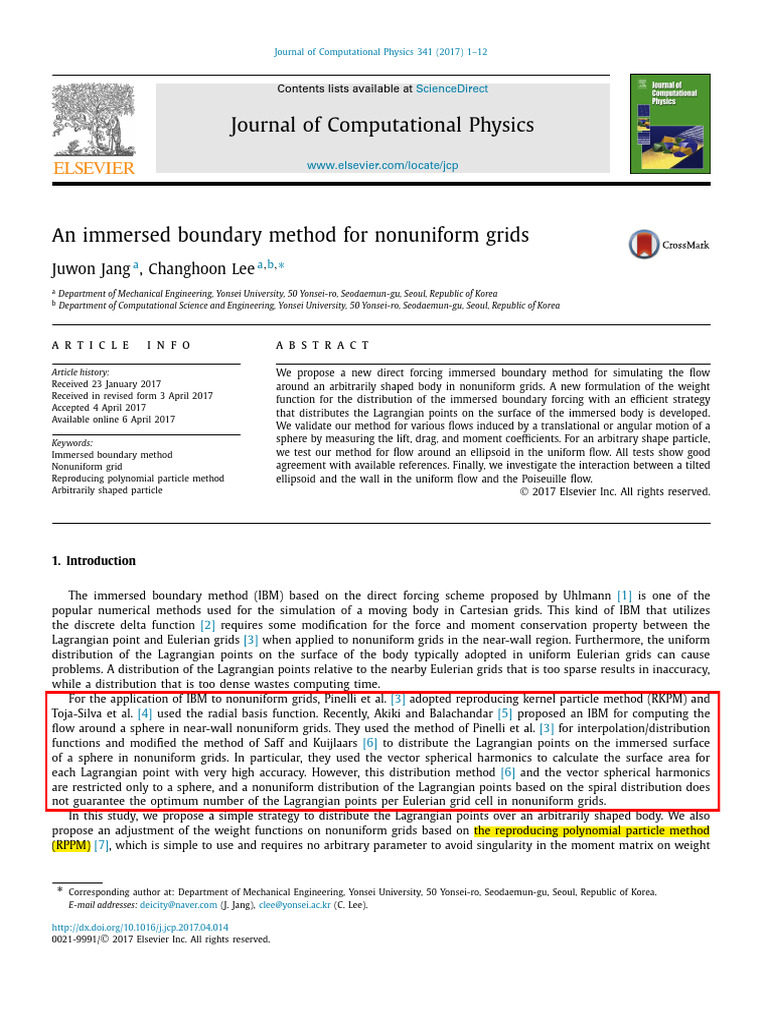 Immersed Boundary Method for Nonuniform Grids | PDF | Lagrangian ...