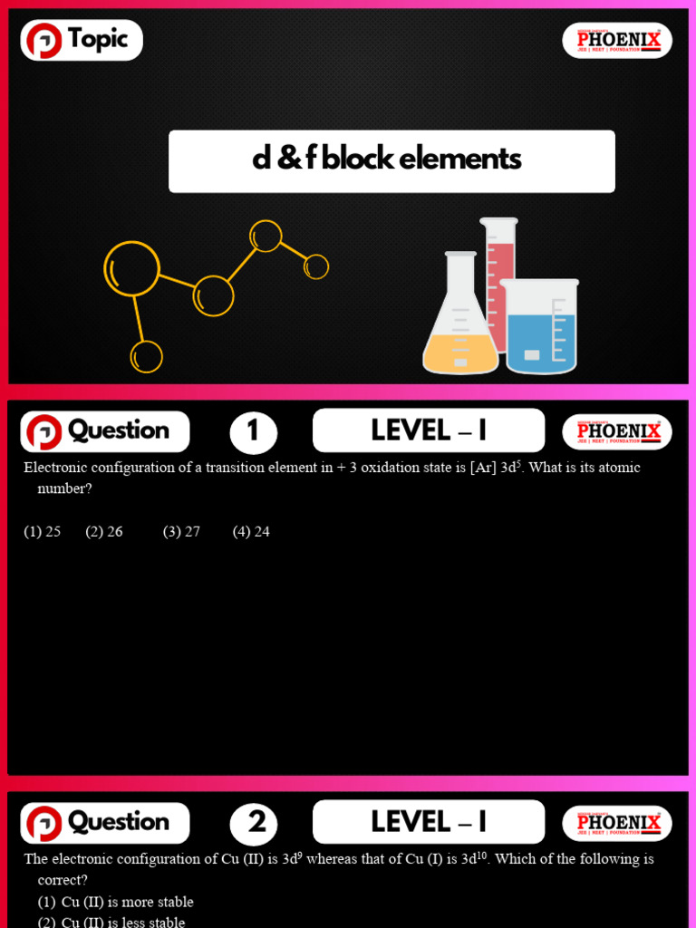 Level 1 d and f elements em jee level i pdf transition metals redox