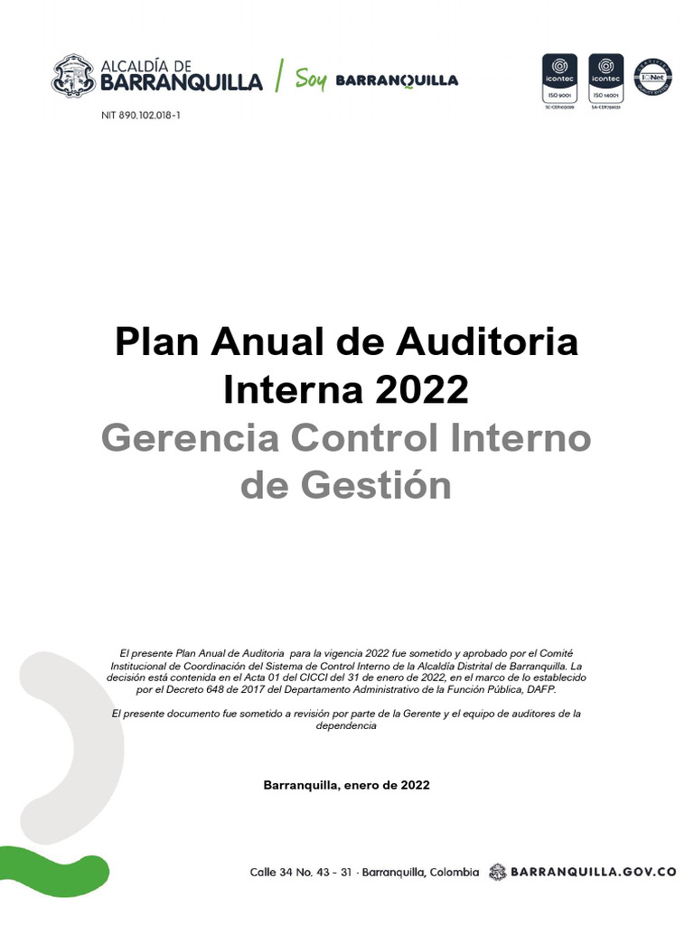 Plan Anual de Auditoria Anual 27-01-22 | PDF | Auditoría | Planificación