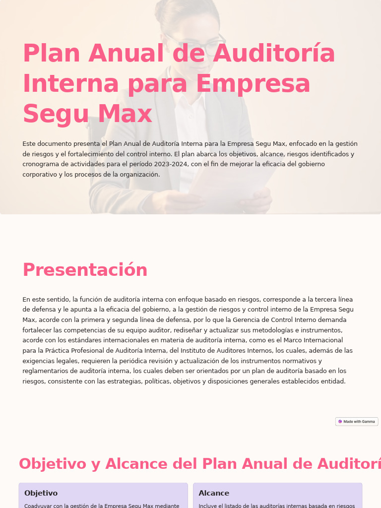 Plan Anual de Auditoría para Segu Max | PDF | Auditoría | Business