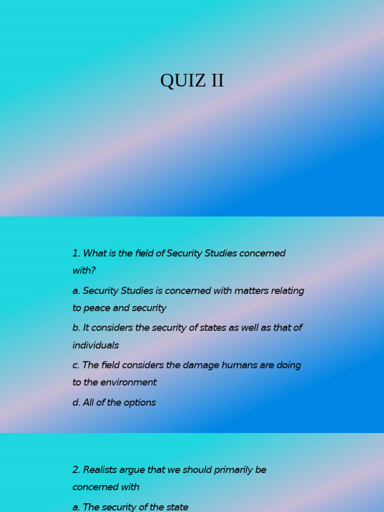 Security Studies Quiz Overview | PDF