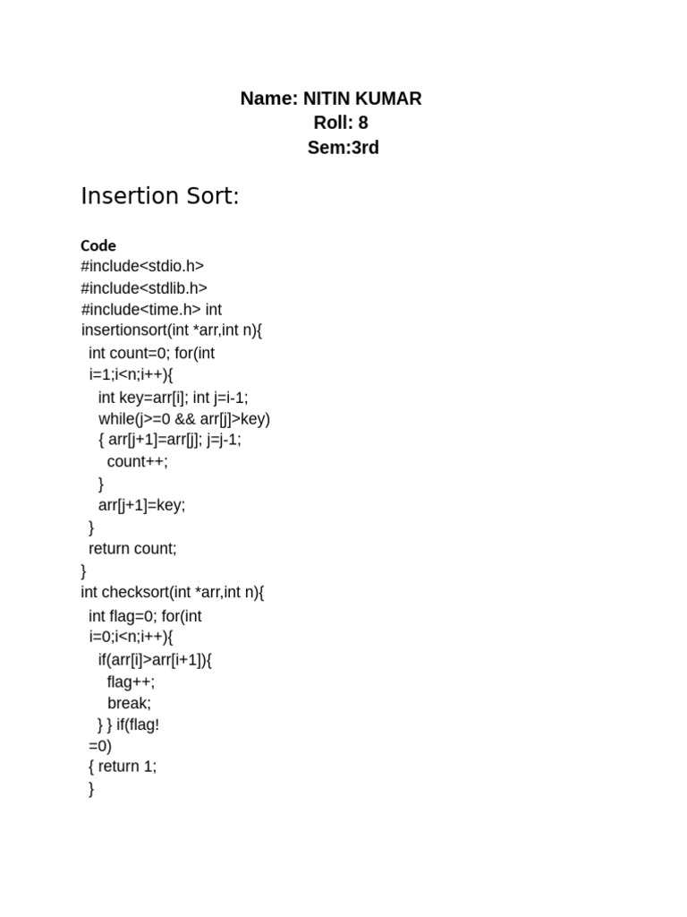 Insertion Sort | PDF | Teaching Methods & Materials
