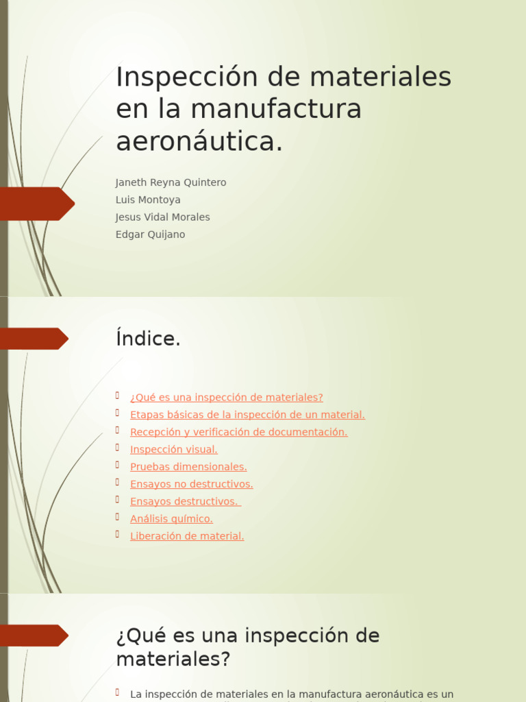Inspección de Materiales en La Manufactura Aeronáutica | PDF | Química ...