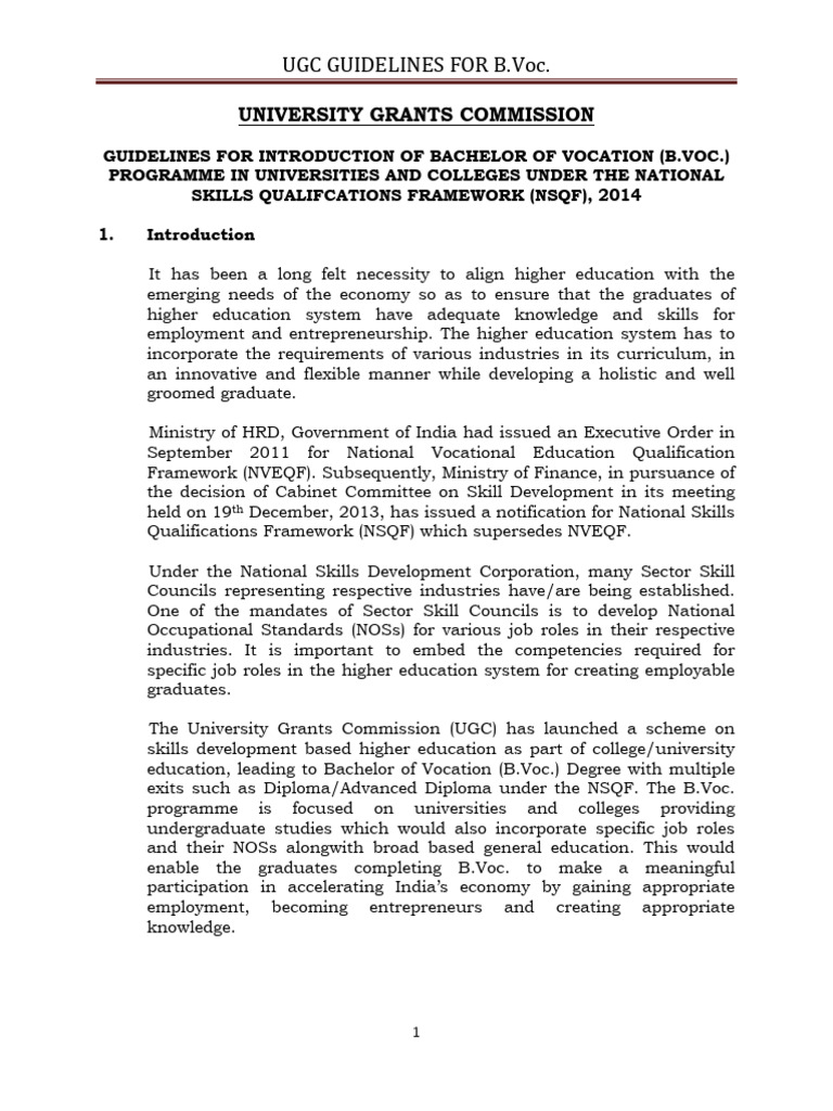 UGC B.Voc. Programme Guidelines | PDF | Art