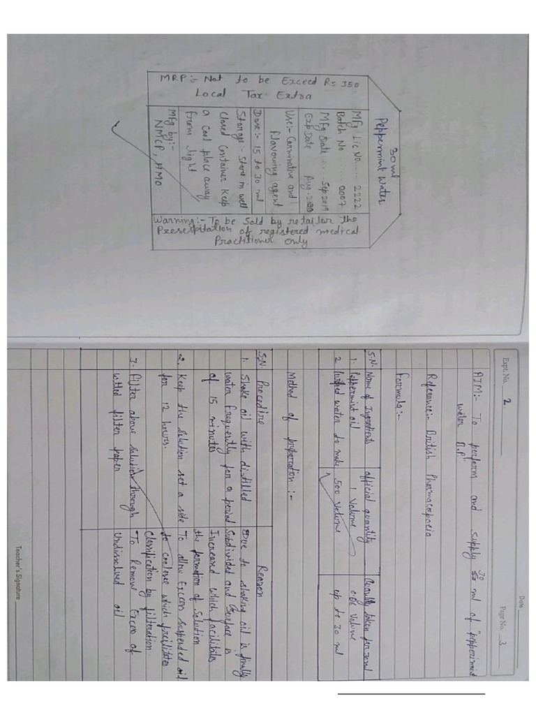 Pharmaceutisc-L Practical File | PDF