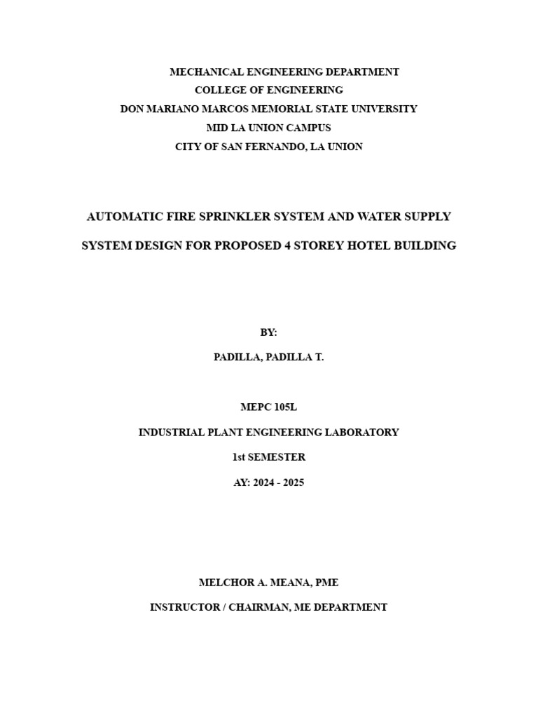 Fire Sprinkler & Water Supply Design for Hotel | PDF | Technology ...