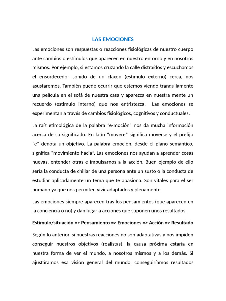 Funciones y Tipos de Emociones | PDF | Las emociones | Cerebro