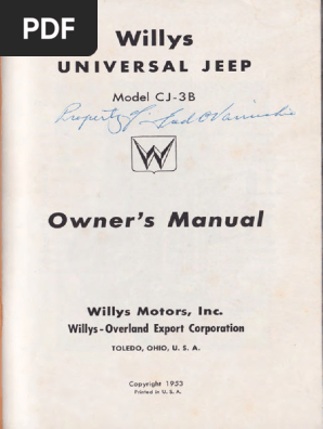 初期型ジープ　CJ-3B型　修理所及び取扱説明書 Willys CJ3B Owner's Manual | PDF