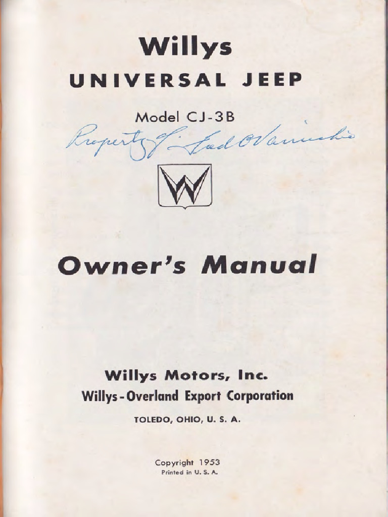 Willys CJ3B Owner's Manual | PDF