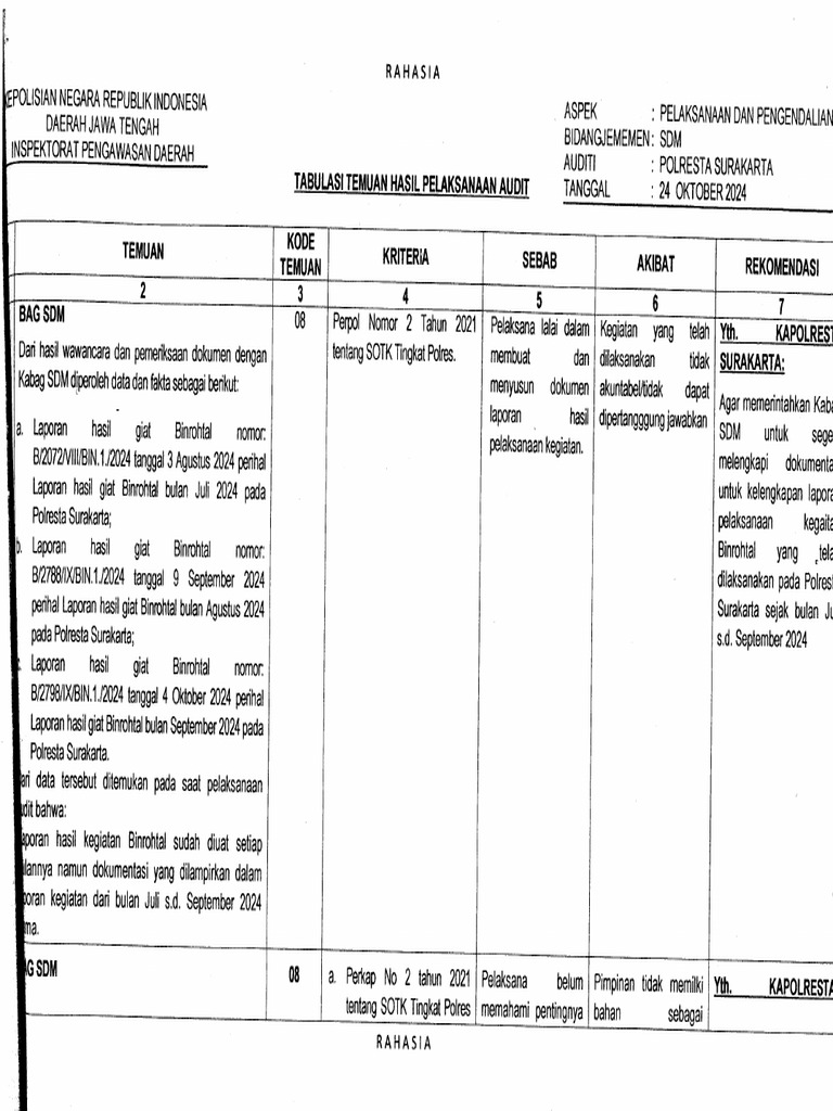 Temuan Bidang SDM | PDF