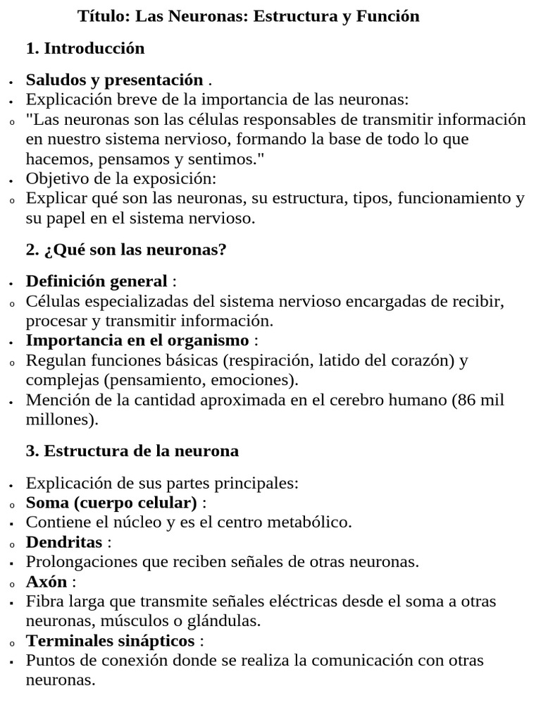 Estructura y Función de las Neuronas | PDF | Neurona | Sistema nervioso